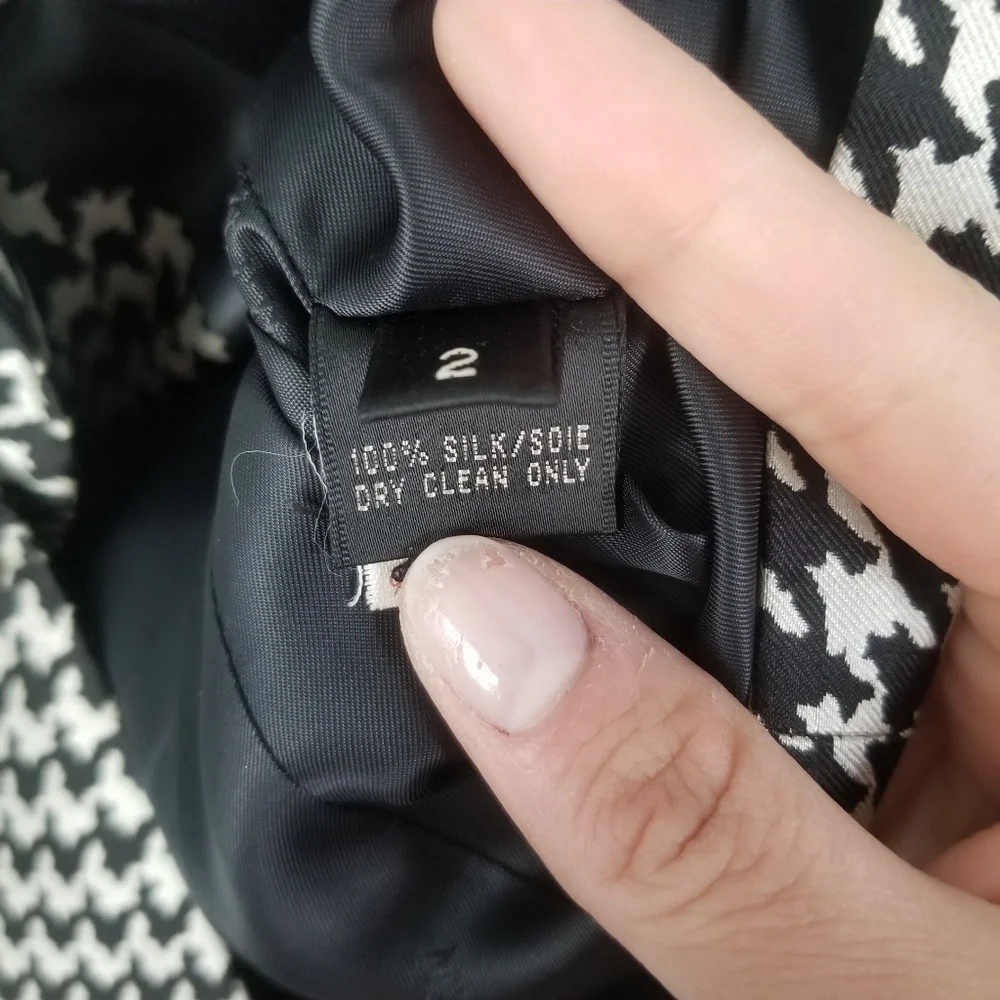 Ralph Lauren Silk Black & White Houndstooth Jacket - Picture 5 of 9